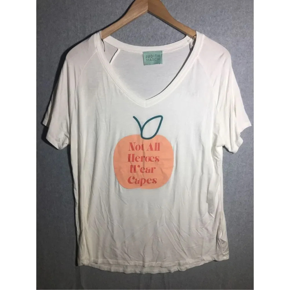 Womens Judith March Shirt V Neck Teacher Teaching Apple Graphic Tee School